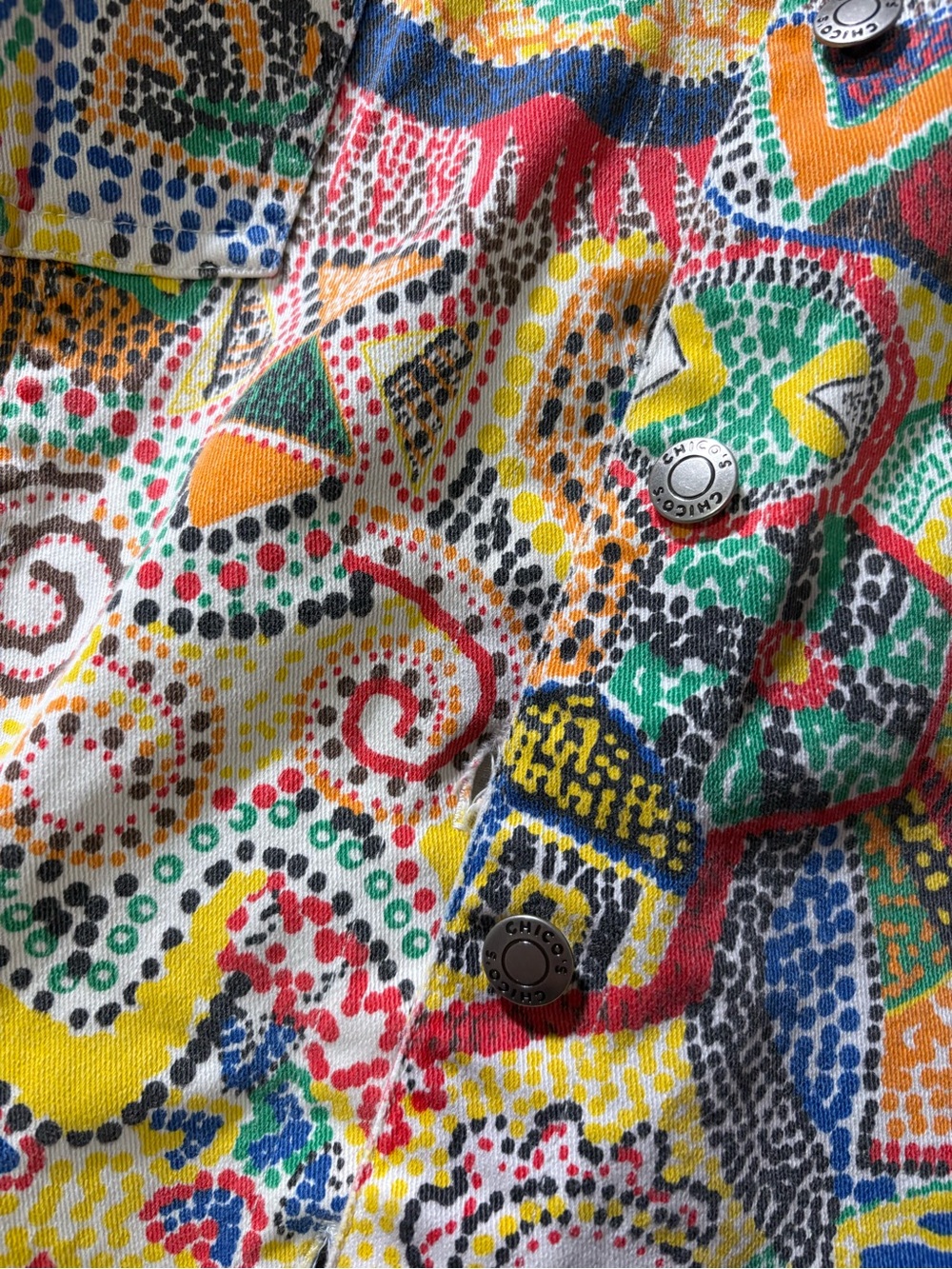 Chico's Multicolor Abstract Print Button-Front Shirt Jacket - Picture 3 of 6